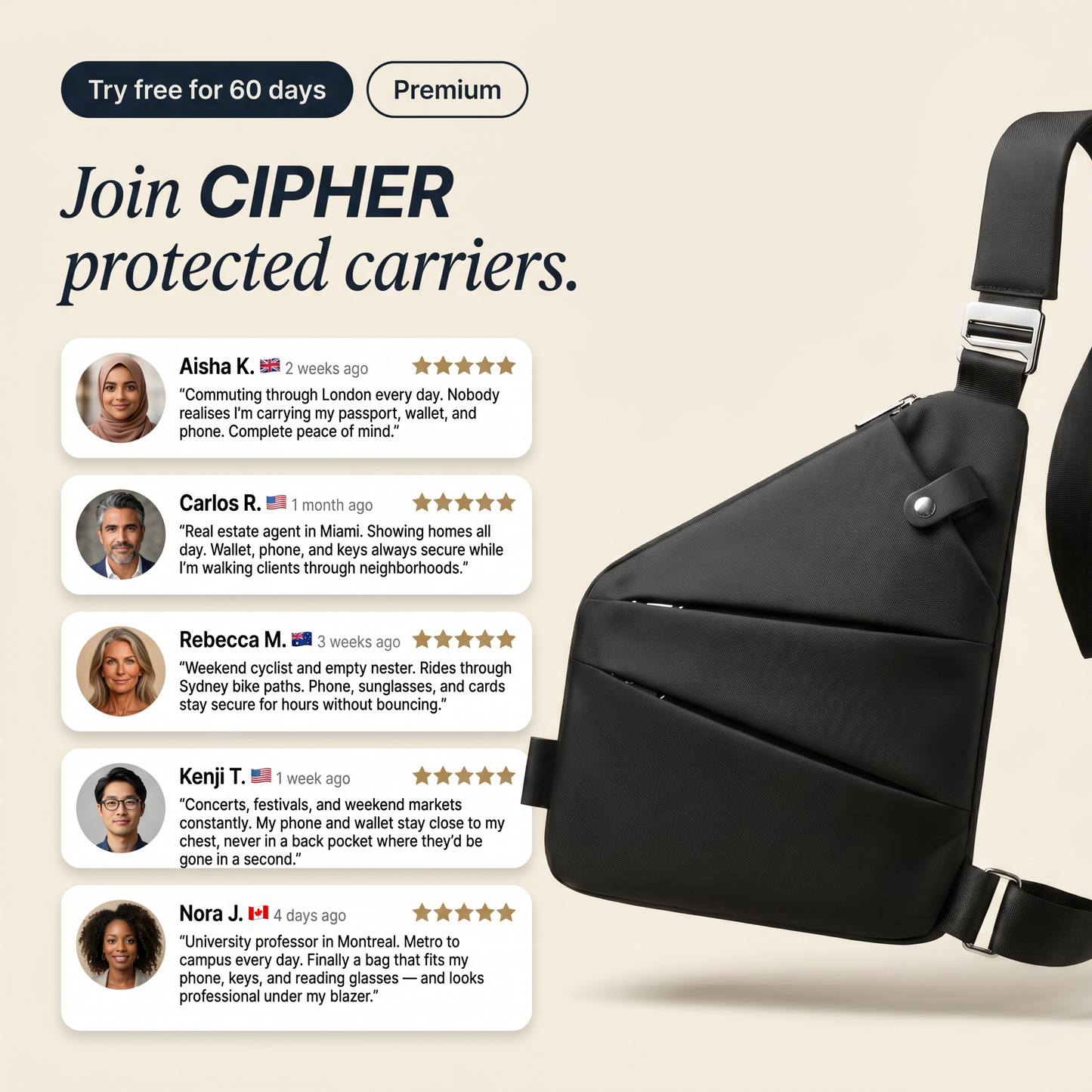 CIPHER by Essly — Anti-Theft Flat Sling Bag
