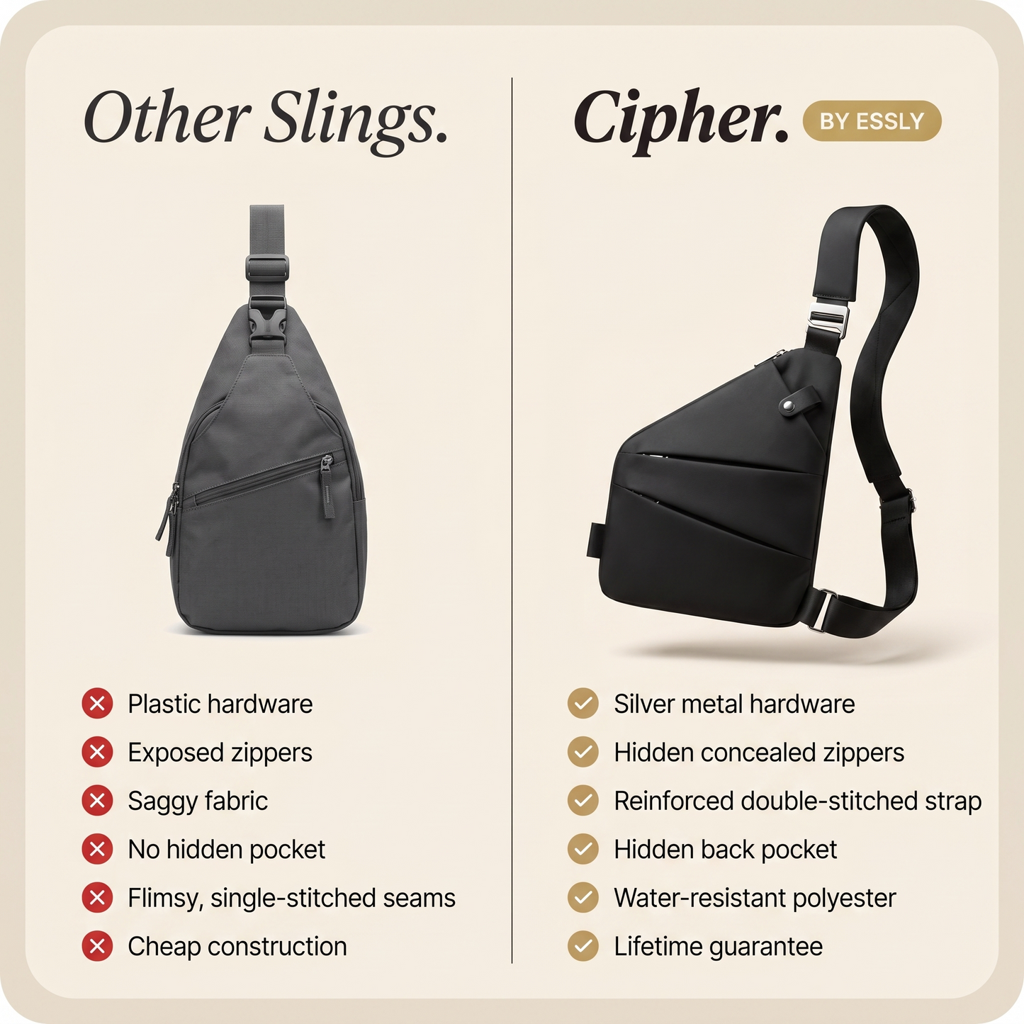 CIPHER by Essly — Anti-Theft Flat Sling Bag
